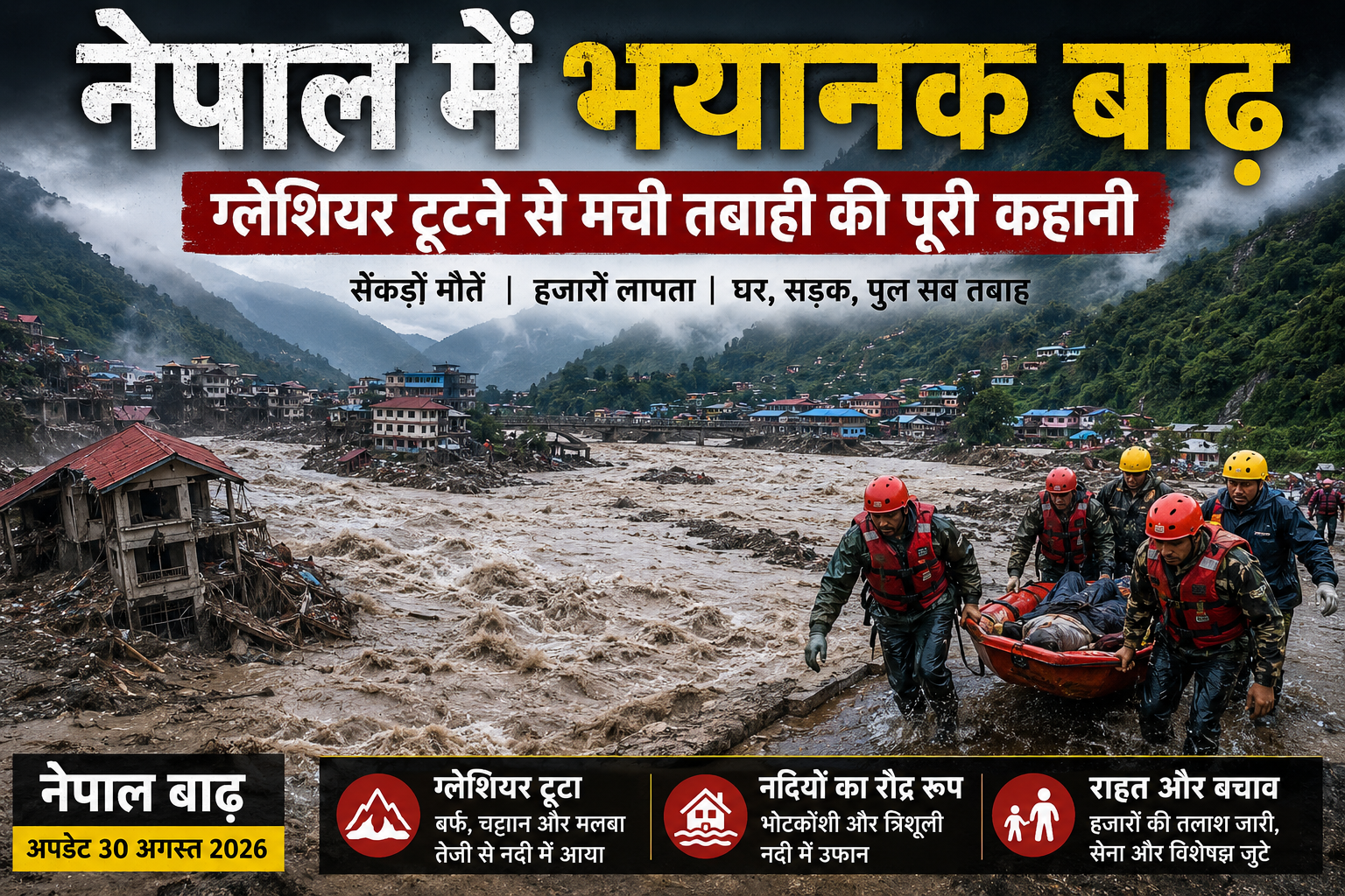 नेपाल बाढ़ में राहत और बचाव अभियान 2026